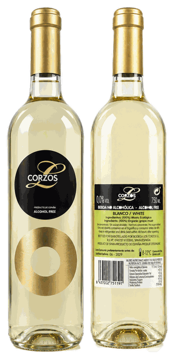 Caja de 6 botellas de vino blanco 0,0 sin alcohol de Bodega Los Corzos