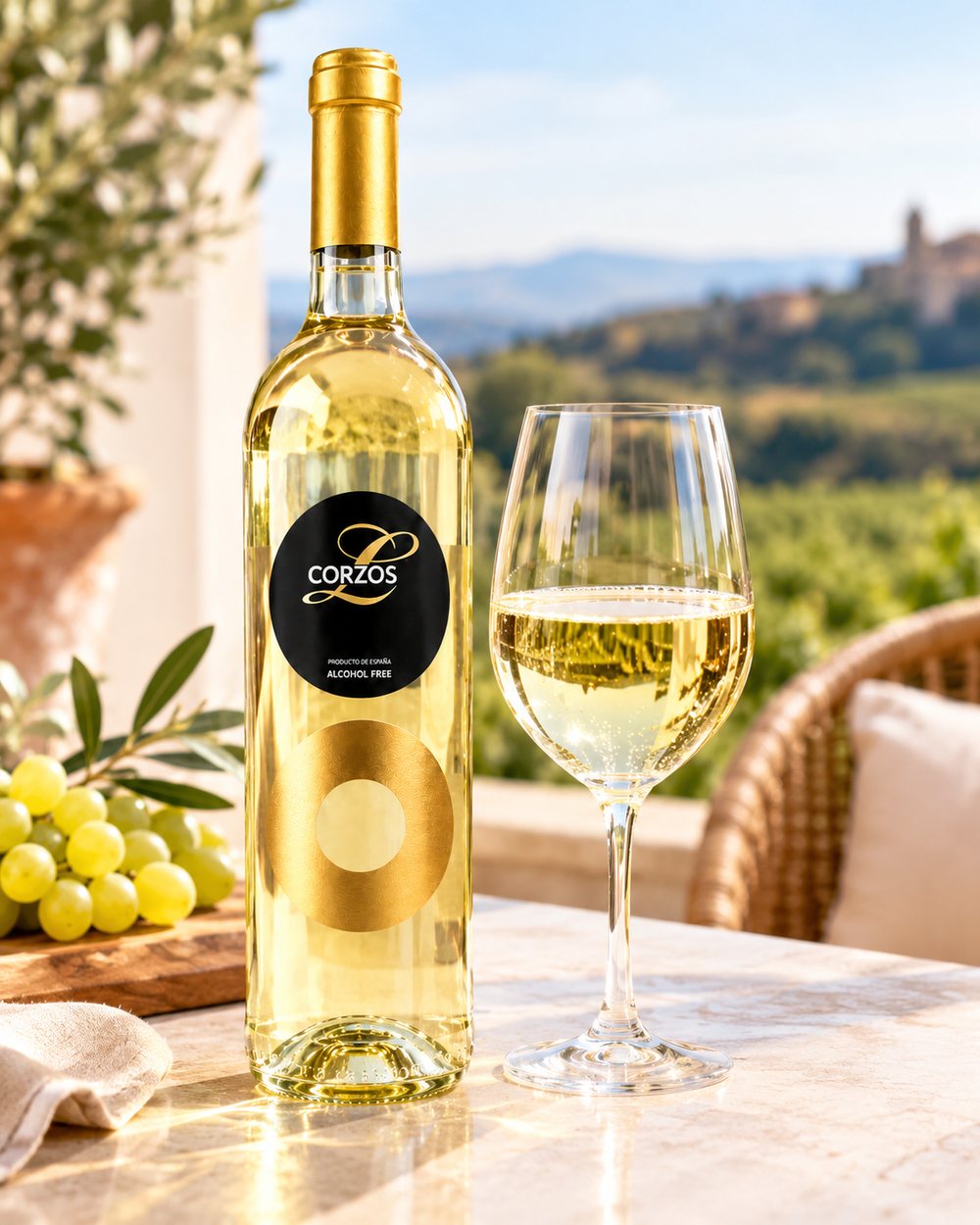 Copa de vino blanco 0,0 sin alcohol de Bodega Los Corzos
