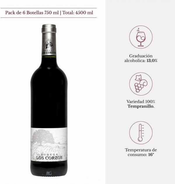 Vino Tinto Recomendado Los Corzos Pack de 6 botellas de 750 ml