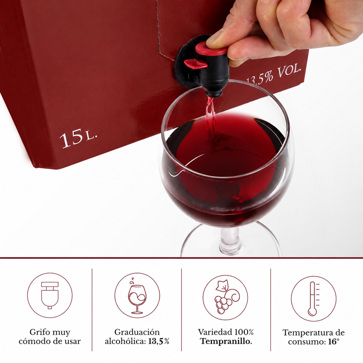 Bag in Box 15L Vino Tinto Maceración Carbónica 13,5 % Vol 3 Bag in Box 15L Vino Tinto Maceración Carbónica 13,5 % Vol - Imagen 3